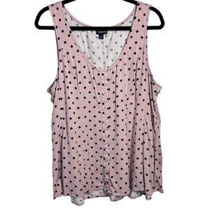 Torrid Polka Dot Mauve Pink Button Front A Line Tank Top Cinch Back Size 0 L 12